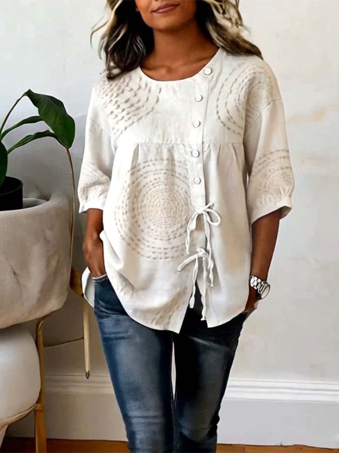 Emeline™ | Soft Embroidered Linen Blend Top