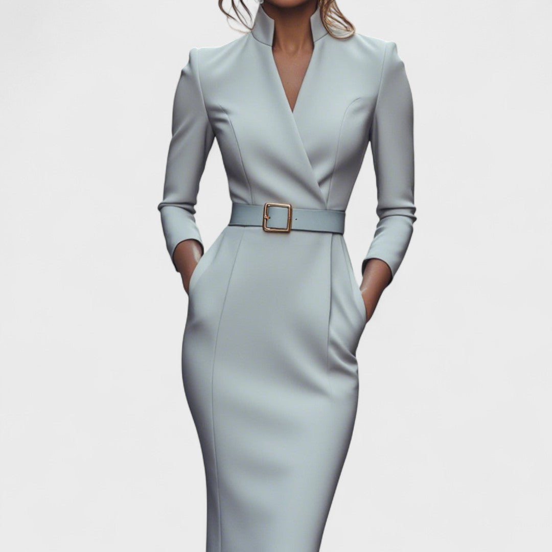 Vélin™ | Mandarin Luxe – Maxi Dress with Belt