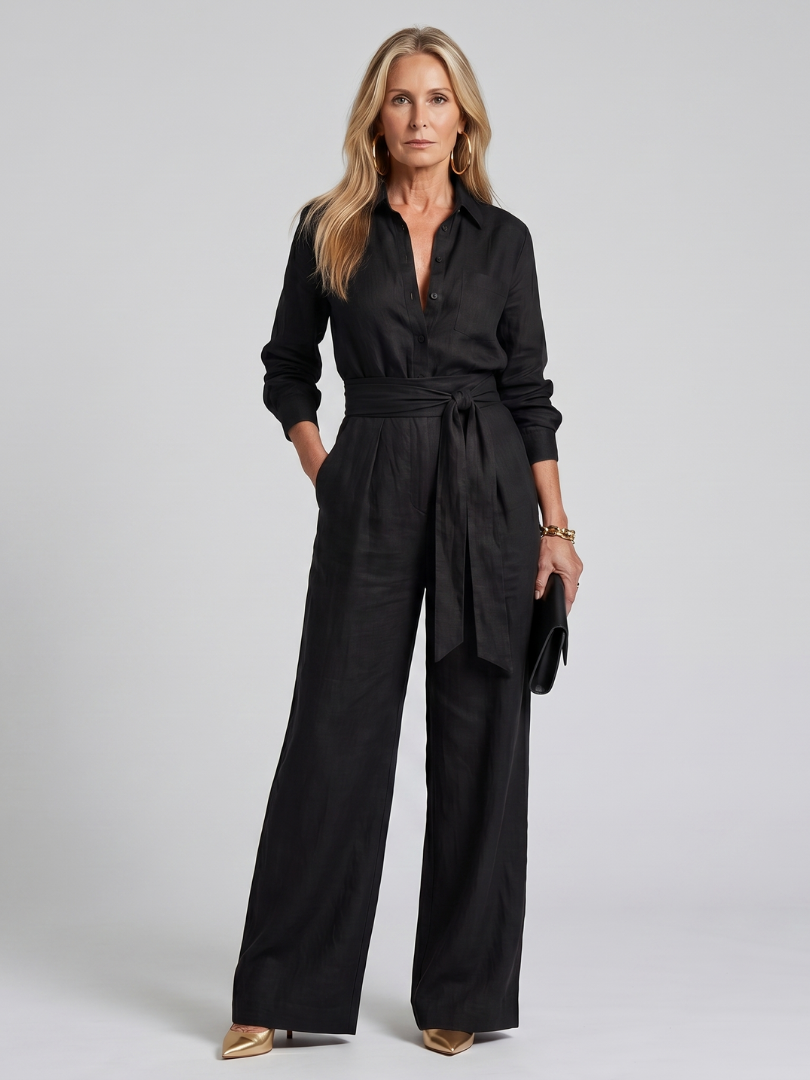 Jovie | Elegant Long Sleeve Wide Leg Jumpsuit