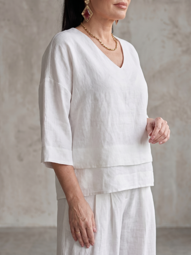 River | Elegant Layered Top with Wide Leg Trousers
