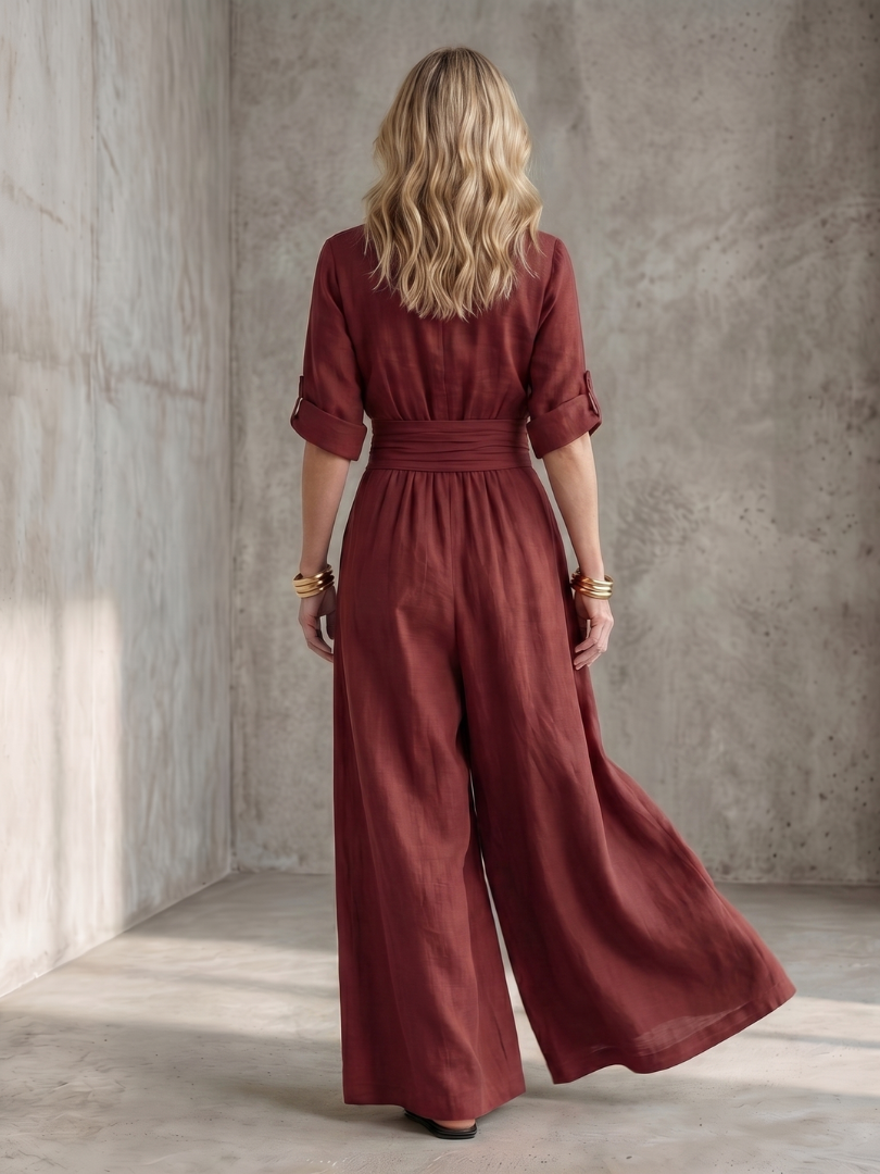 Wanda | Elegant Cross-Front Wide-Leg Jumpsuit