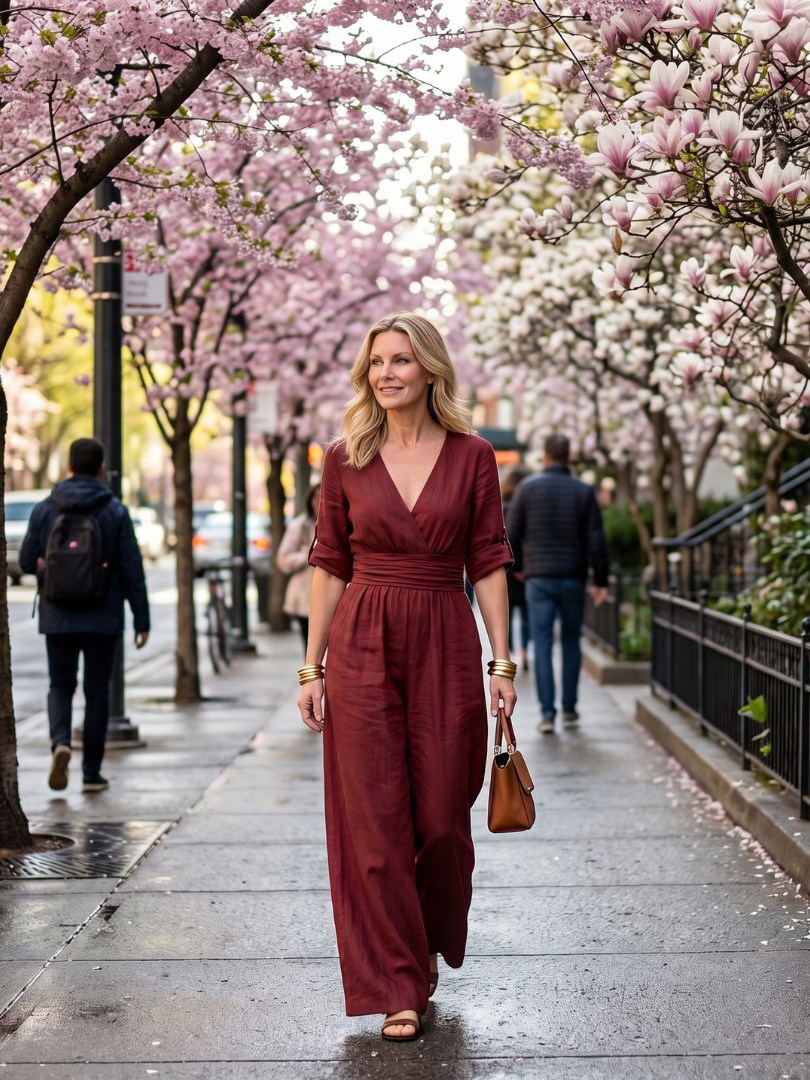 Wanda | Elegant Cross-Front Wide-Leg Jumpsuit