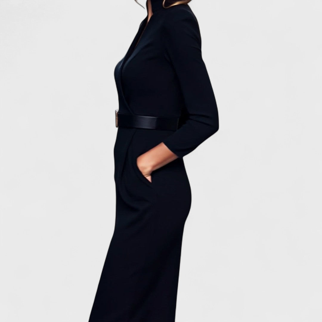 Vélin™ | Mandarin Luxe – Maxi Dress with Belt