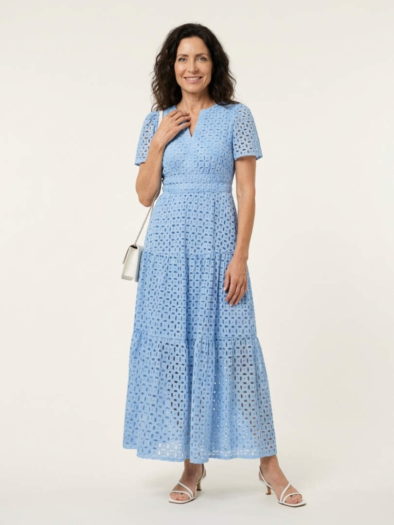 Brielle V-Neck Tiered Midi Dress