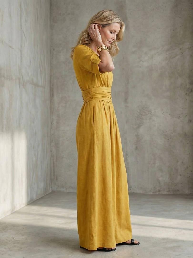 Wanda | Elegant Cross-Front Wide-Leg Jumpsuit
