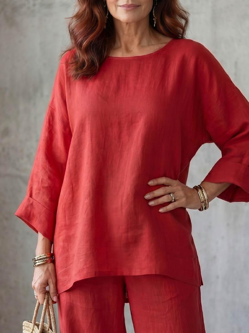 Prue | Elegant Oversized Tunic and Wide Leg Pant Ensemble