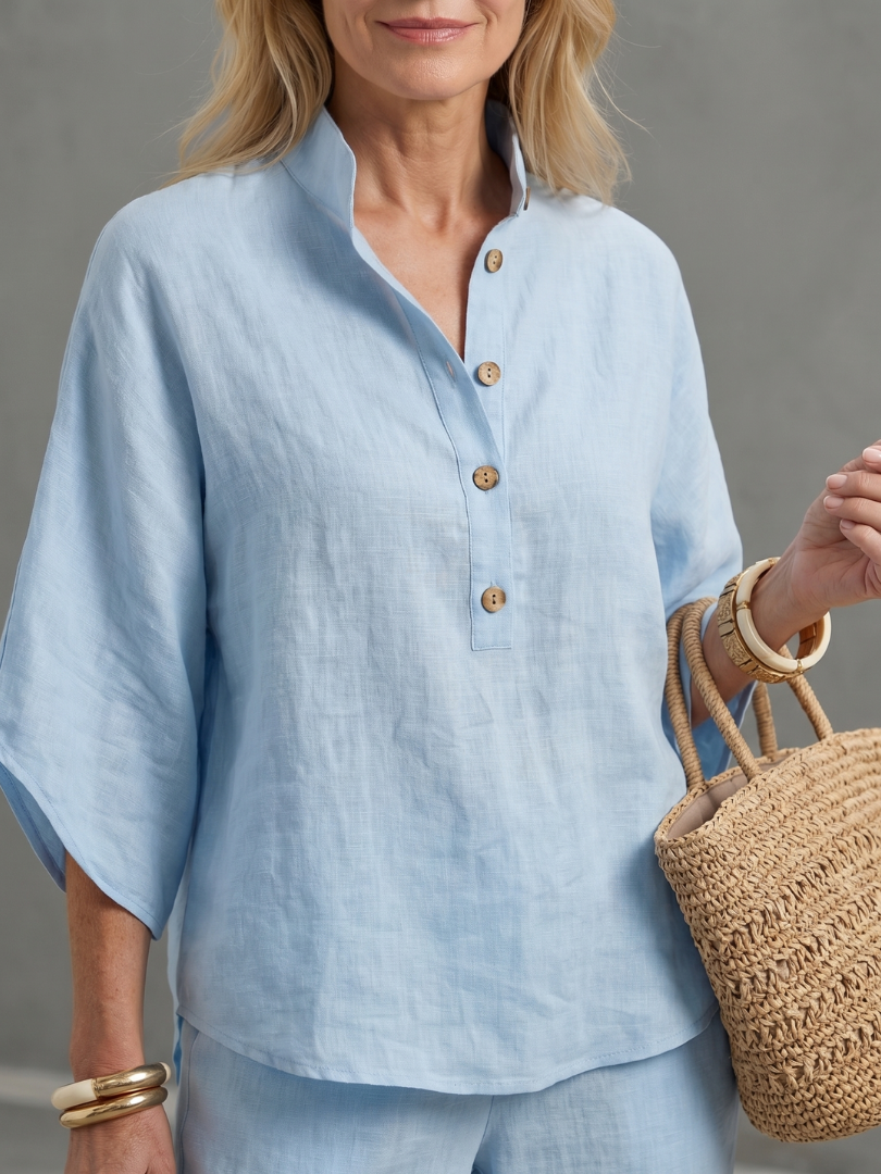 Amity | Elegant Button-Front Tunic and Trouser Ensemble
