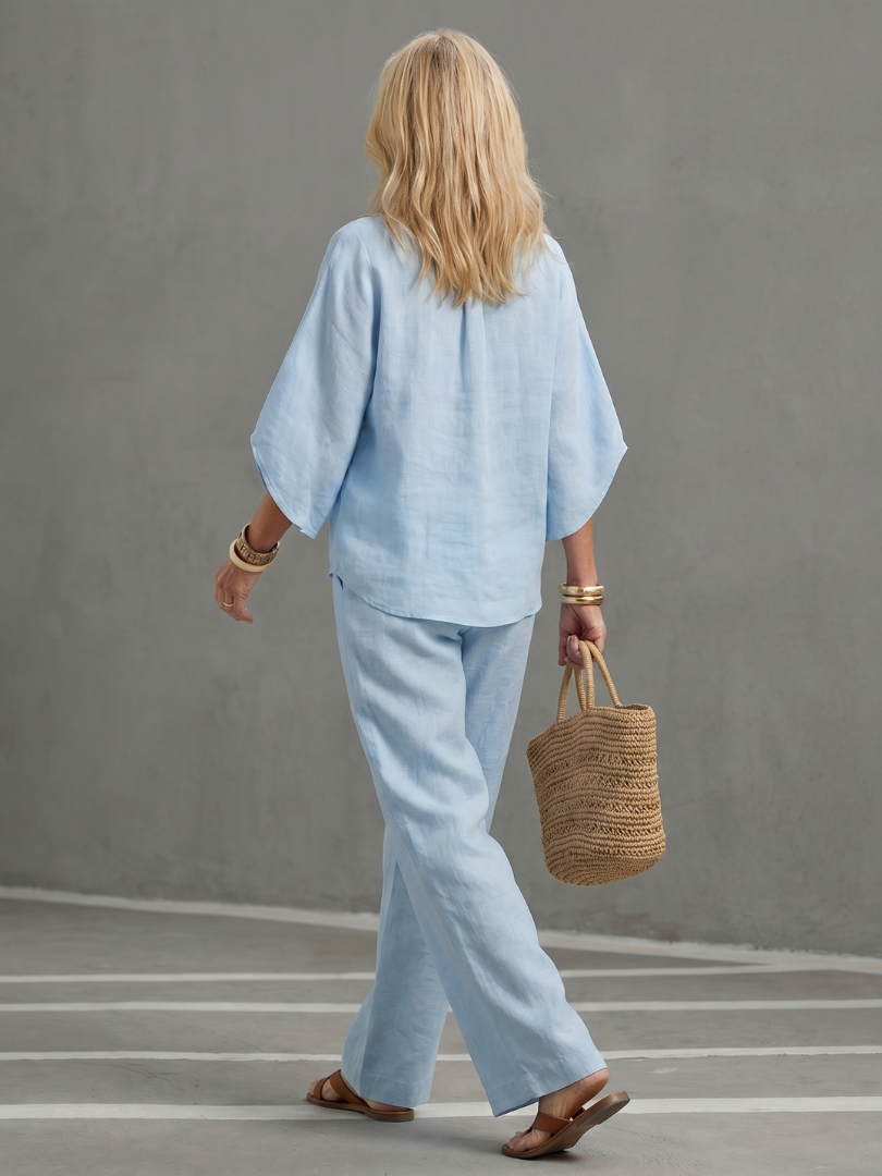 Amity | Elegant Button-Front Tunic and Trouser Ensemble