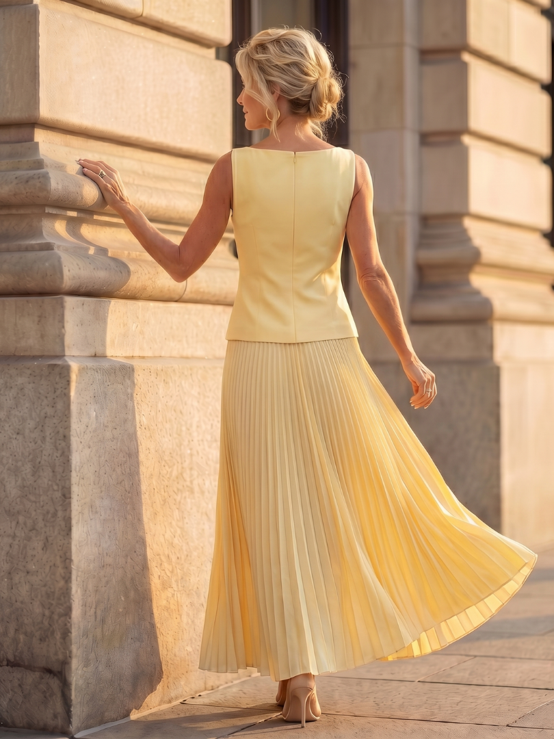 Rhodes | Elegant Pleated Skirt and Structured Bodice Ensemble