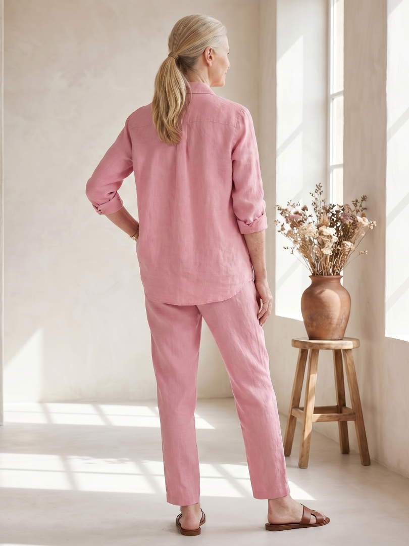 Noor | Elegant Long Sleeve Shirt and Tapered Pants Ensemble