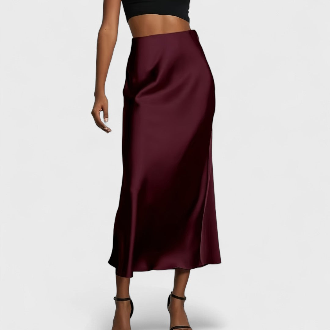Vélin™ | Women’s High-Waisted Satin Midi Skirt