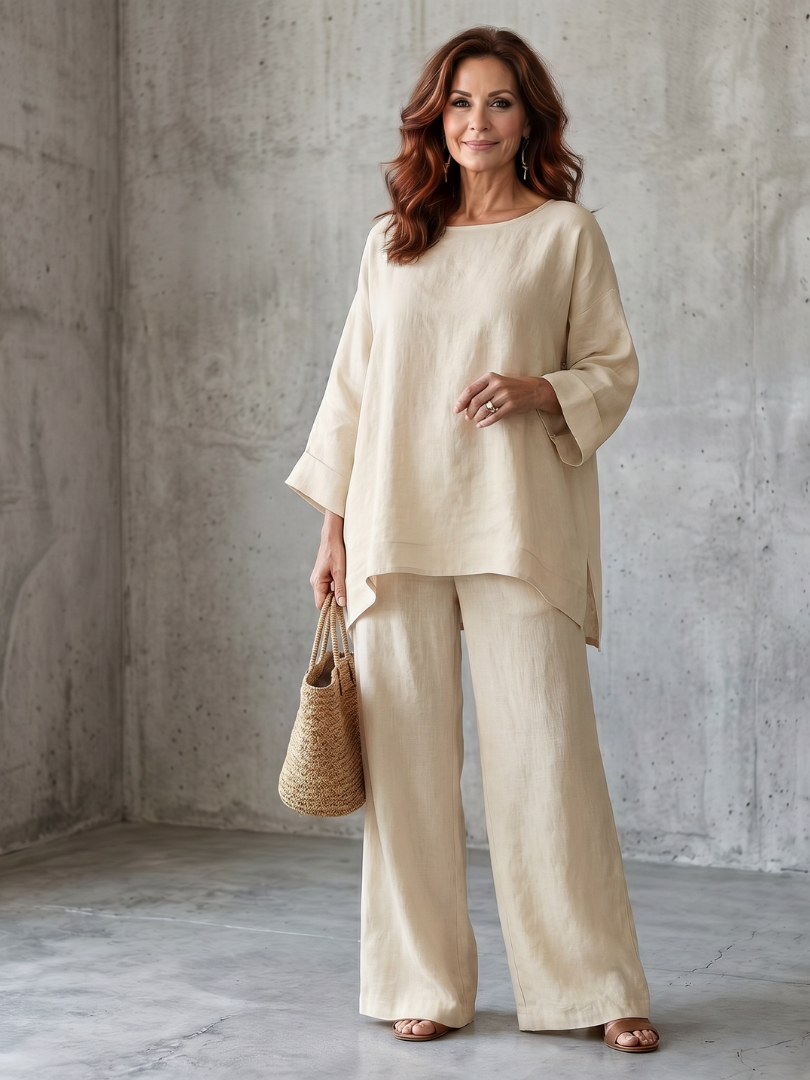 Prue | Elegant Oversized Tunic and Wide Leg Pant Ensemble