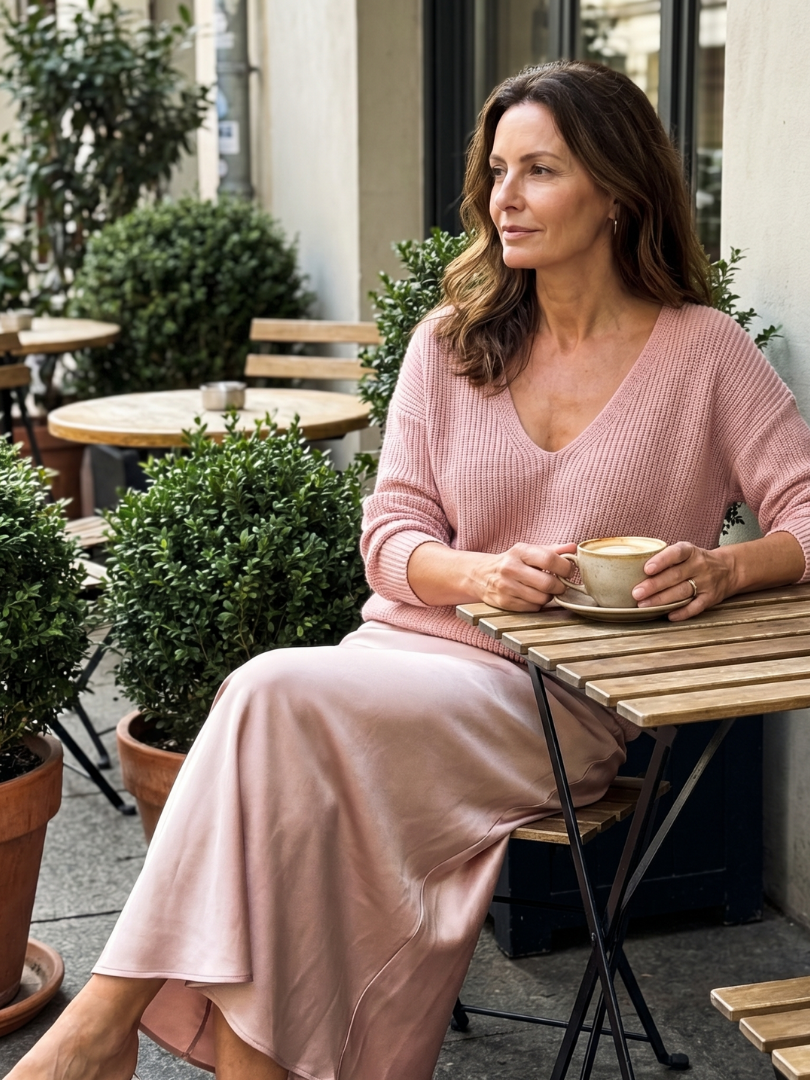 Luciana | Satin Bias Skirt and Knit Layer Ensemble