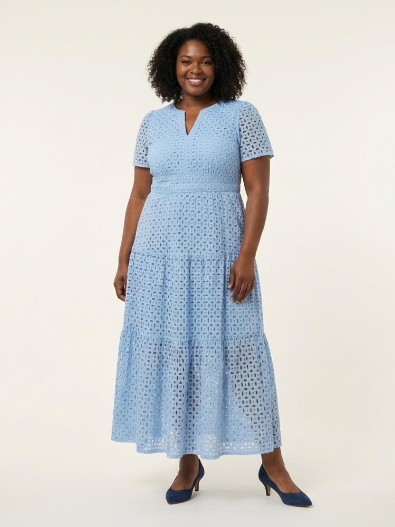 Brielle V-Neck Tiered Midi Dress