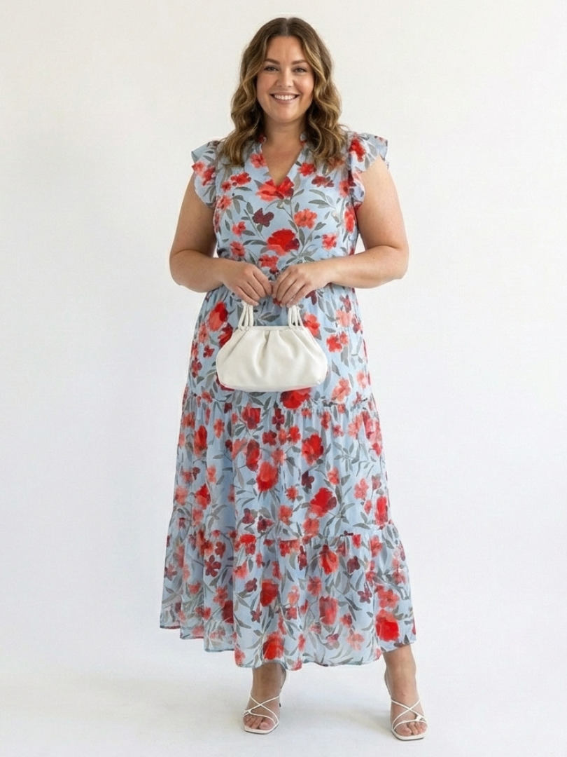 Lila | Floral V-Neck Tiered Midi Dress"
Reimagined Title:
"Lila | Exquisite Floral V-Neck Midi Dress