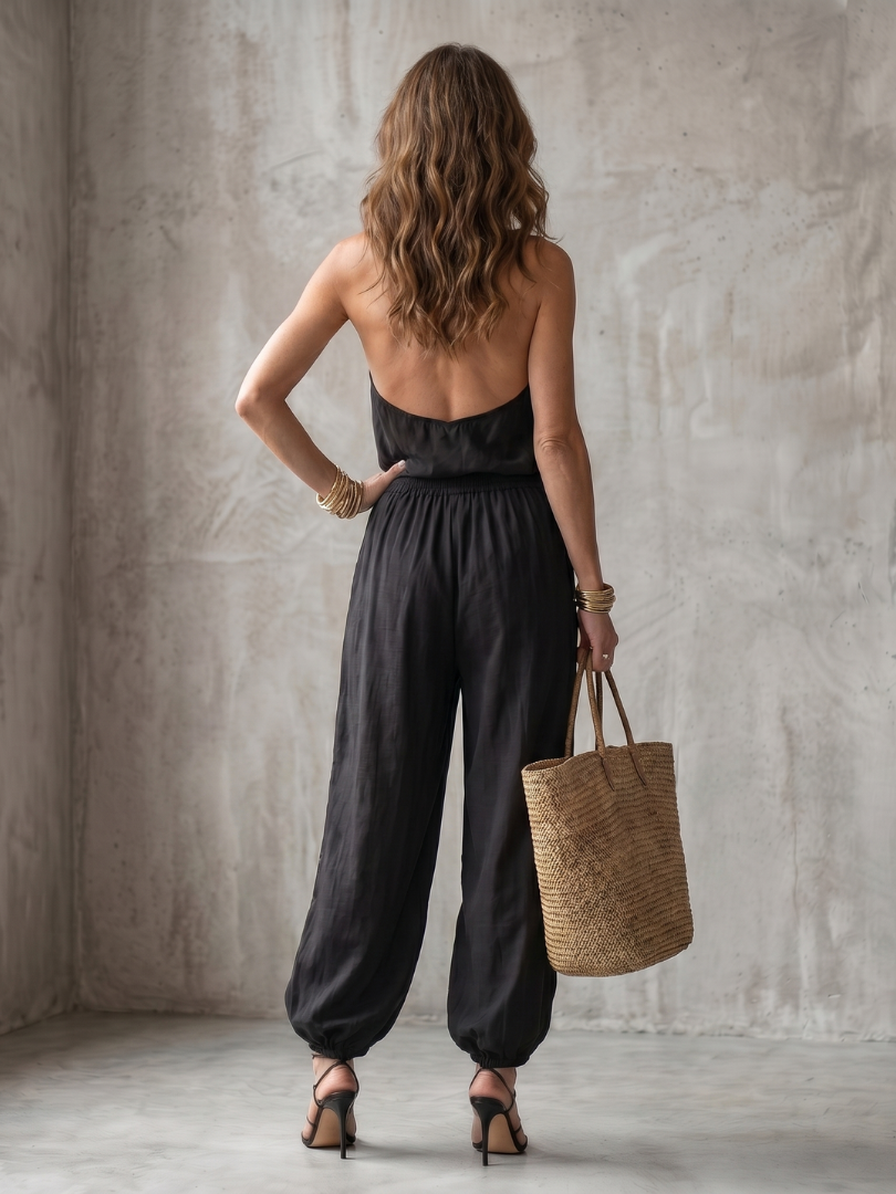 Yvaine | Fluid Drape Neck Top & Wide Leg Ensemble