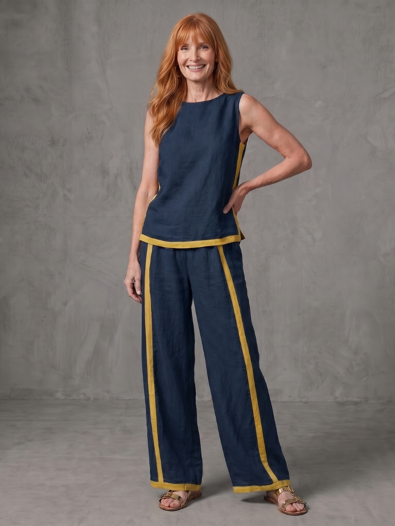 Inara | Elegant Sleeveless Top and Wide-Leg Pant Ensemble