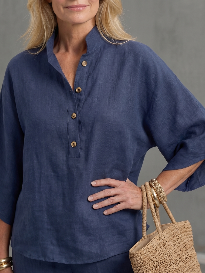 Amity | Elegant Button-Front Tunic and Trouser Ensemble