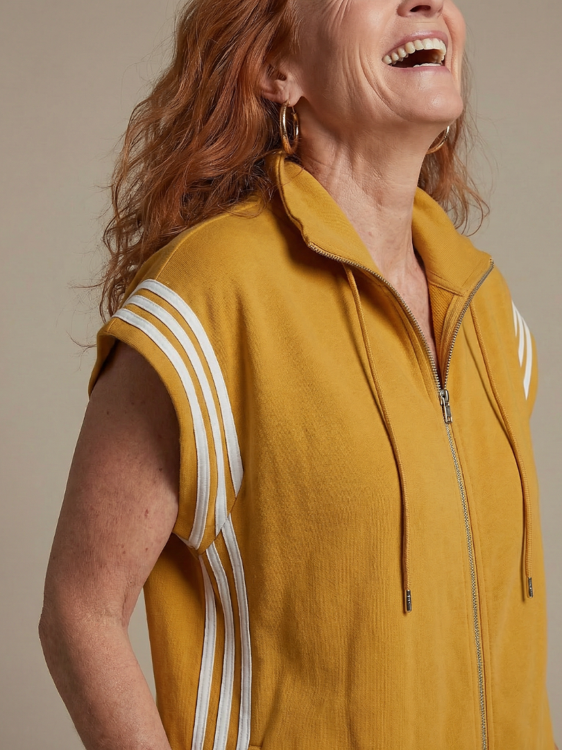 Lark | Elegant Stripe Panel Jumpsuit with Zip Detail