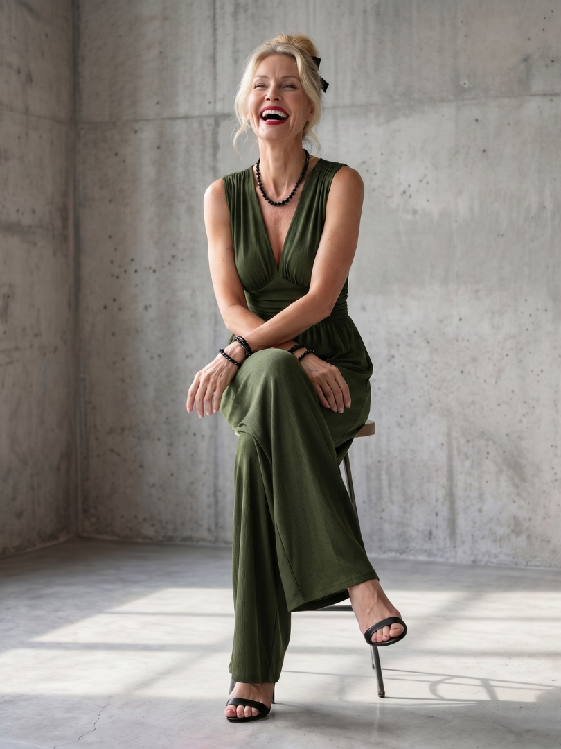 Vincenza | Elegant Deep V Wide Leg Jumpsuit
