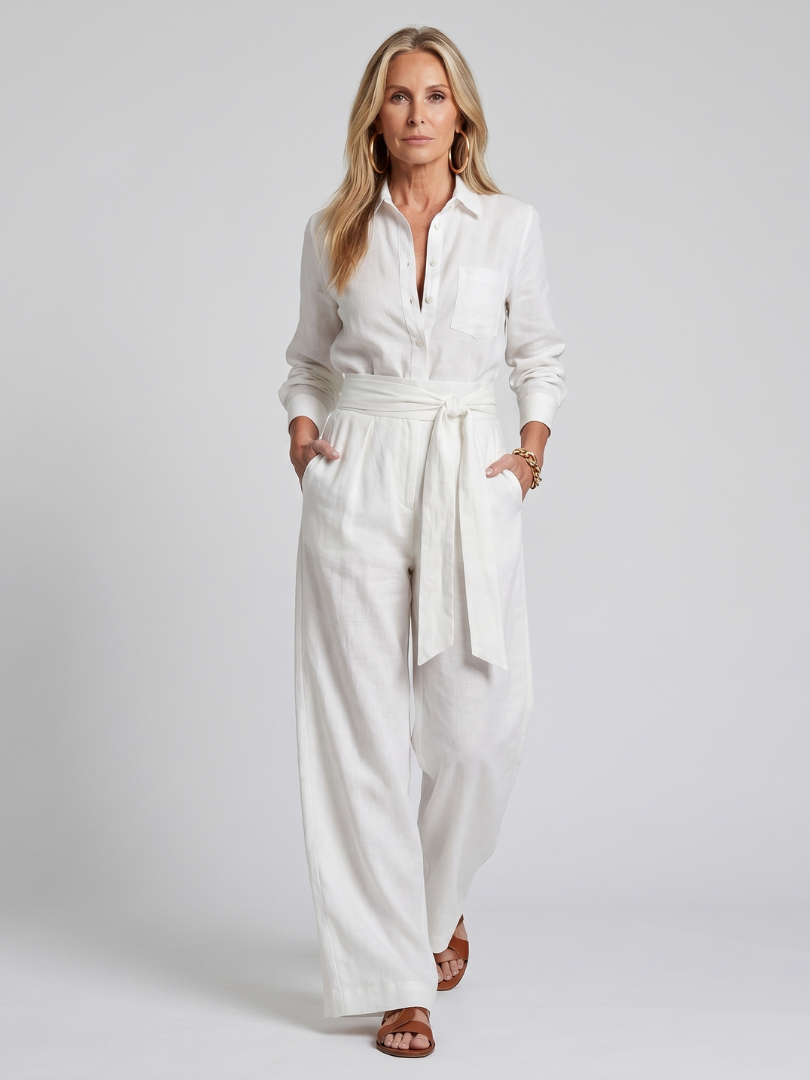 Jovie | Elegant Long Sleeve Wide Leg Jumpsuit