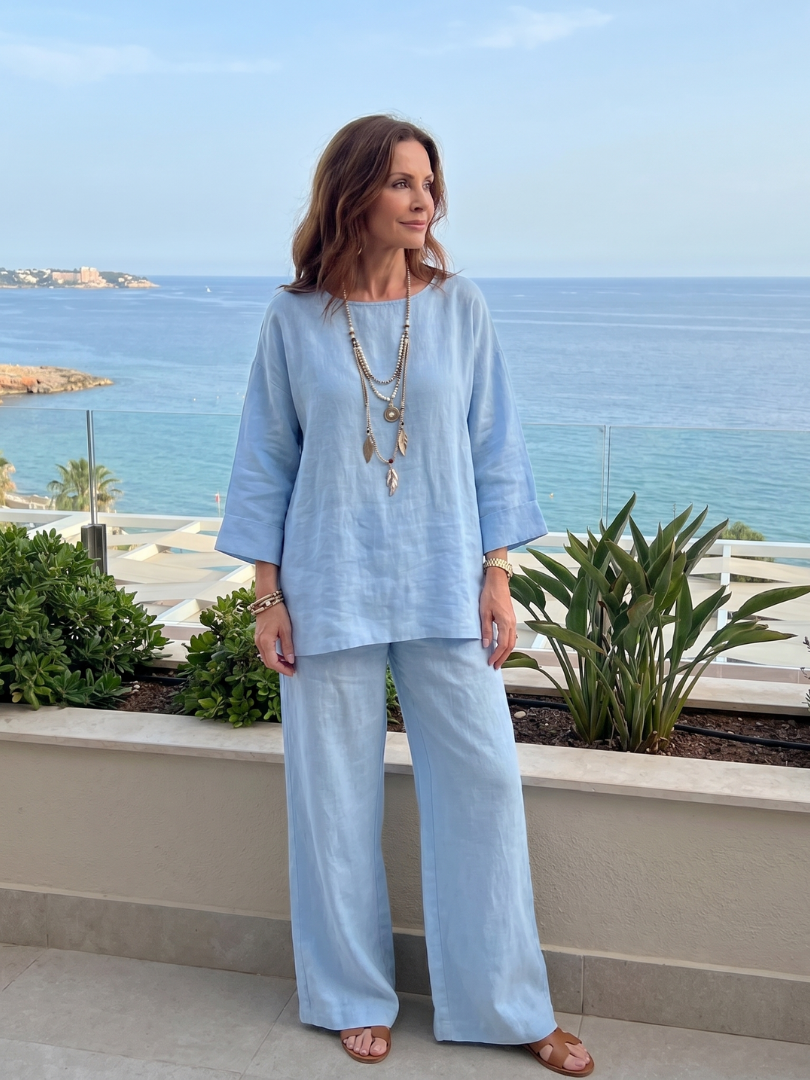 Prue | Elegant Oversized Tunic and Wide Leg Pant Ensemble