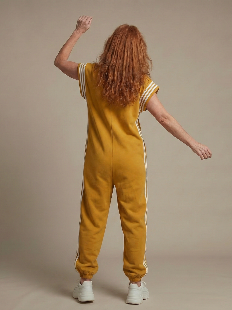 Lark | Elegant Stripe Panel Jumpsuit with Zip Detail