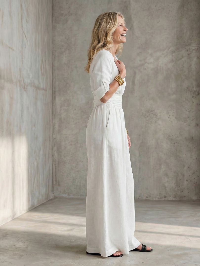Wanda | Elegant Cross-Front Wide-Leg Jumpsuit