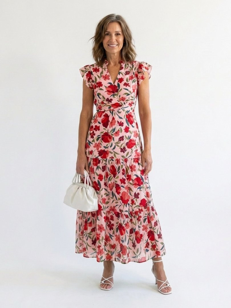 Lila | Floral V-Neck Tiered Midi Dress"
Reimagined Title:
"Lila | Exquisite Floral V-Neck Midi Dress
