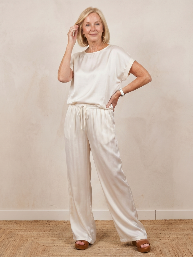 Shiloh | Elegant Short Sleeve Drawstring Pants Set