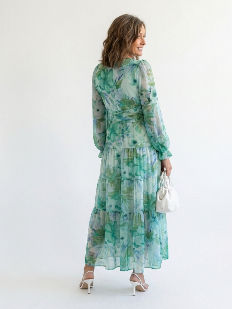 Althea | Elegant Floral Maxi Dress with Long Sleeves