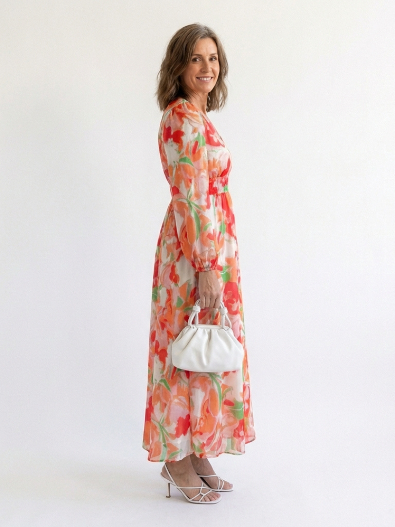 Althea | Elegant Floral Maxi Dress with Long Sleeves