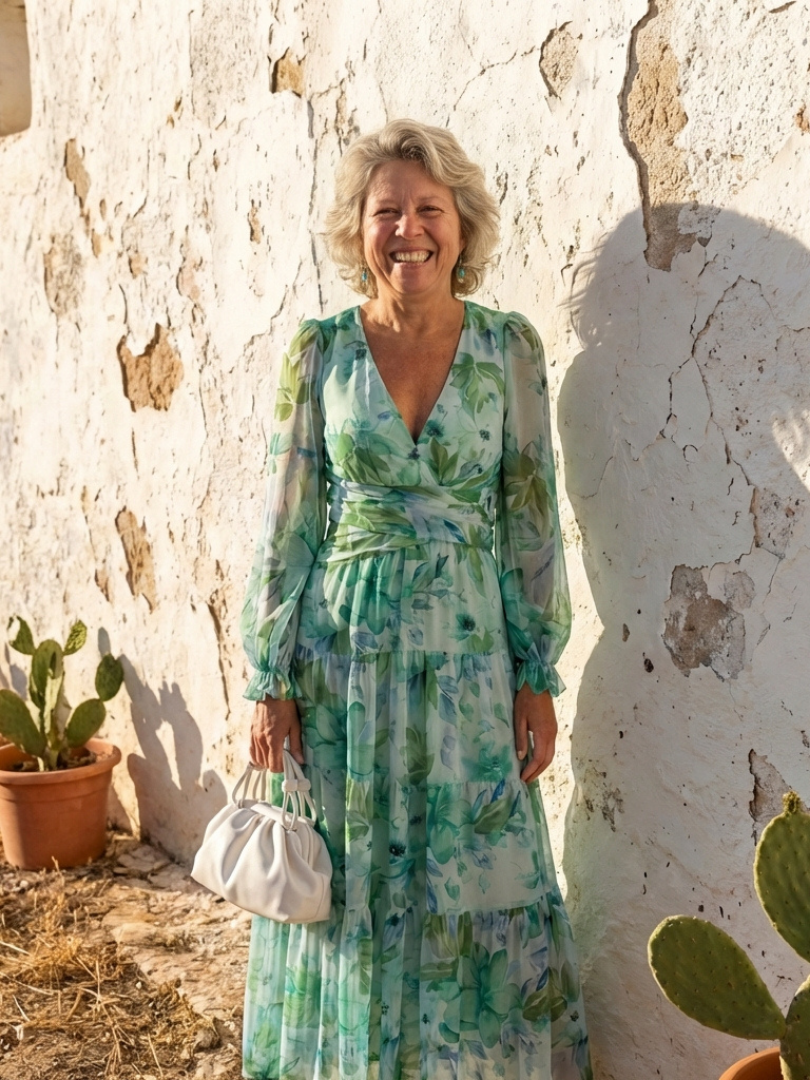 Althea | Elegant Floral Maxi Dress with Long Sleeves