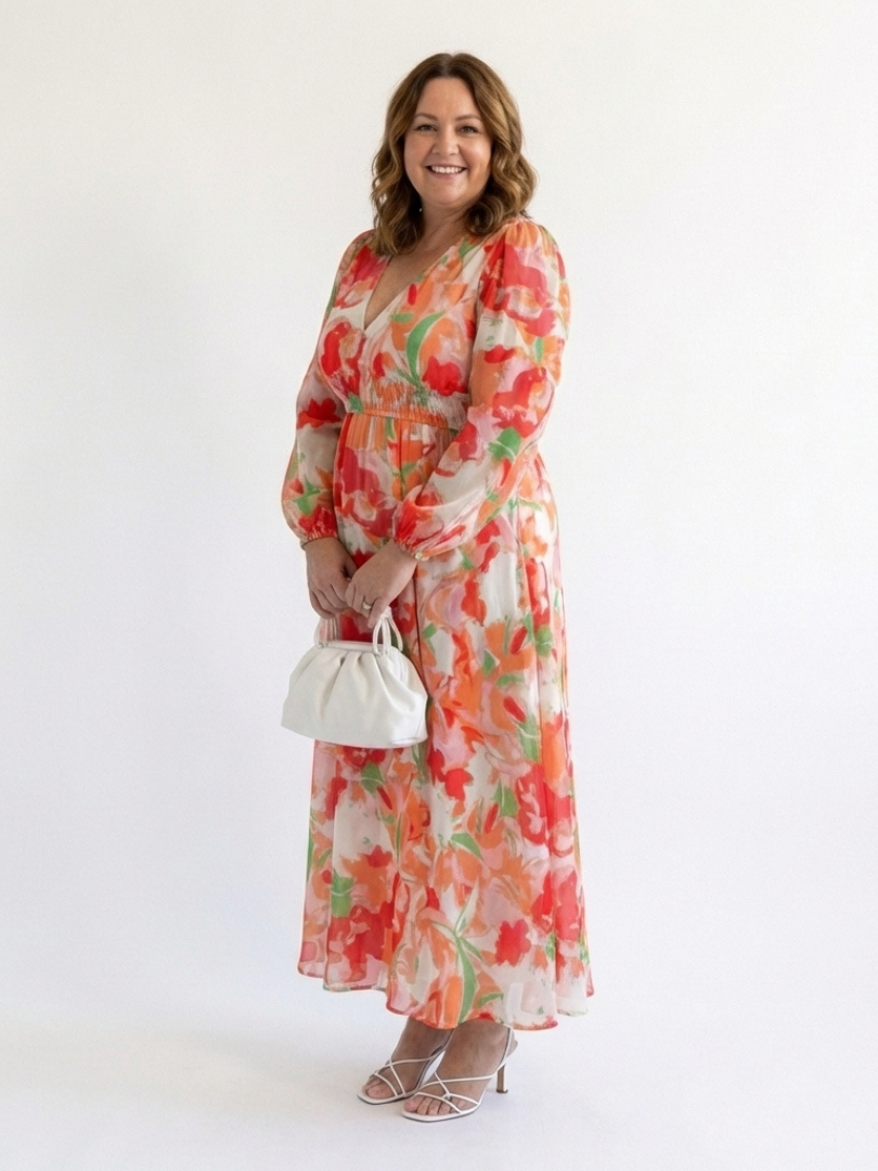 Althea | Elegant Floral Maxi Dress with Long Sleeves