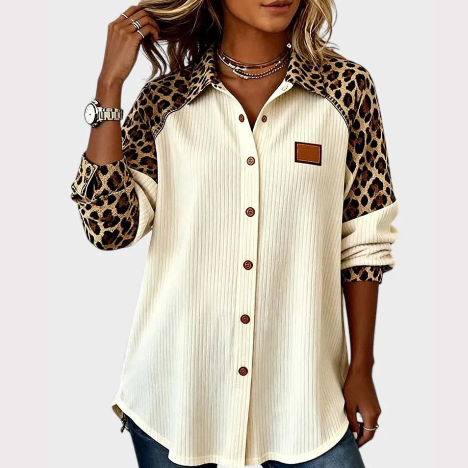 Arella™ | Elegant Printed Button-Down Blouse
