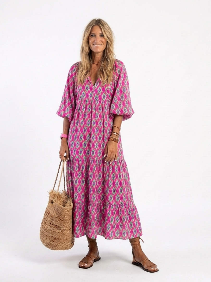 Evadne Floral V-Neck Maxi Dress