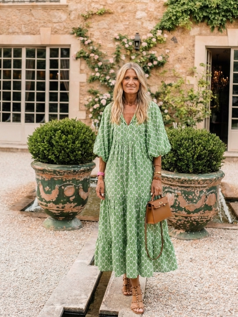 Evadne Floral V-Neck Maxi Dress