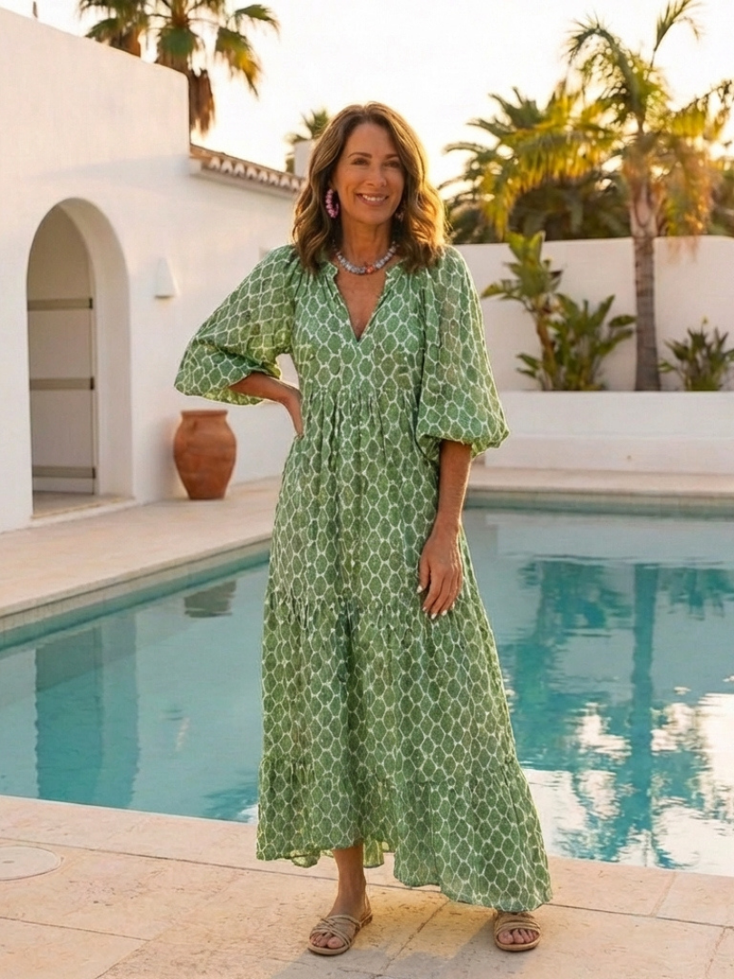 Evadne Floral V-Neck Maxi Dress