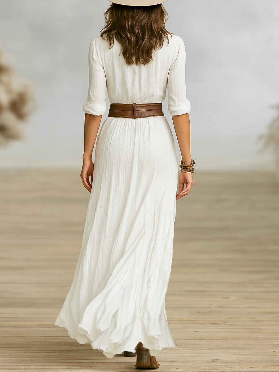 Vélin™ Soléane | Elegant Pleated Midi Dress