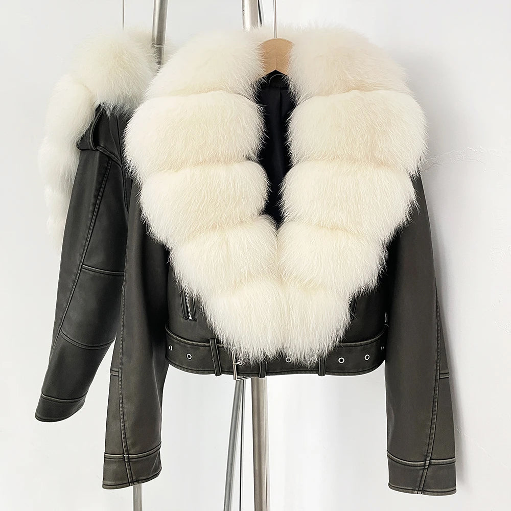 Marveil Aviator Jacket with Fur Collar