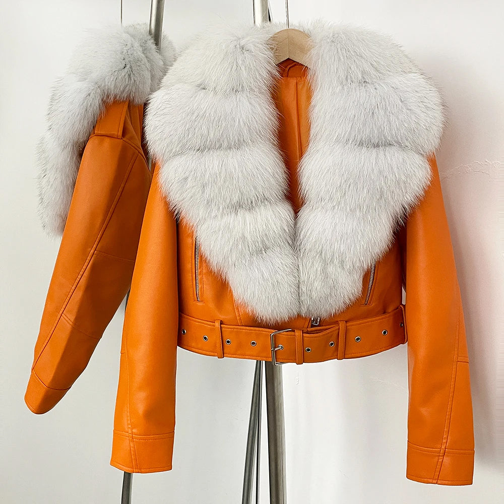 Marveil Aviator Jacket with Fur Collar