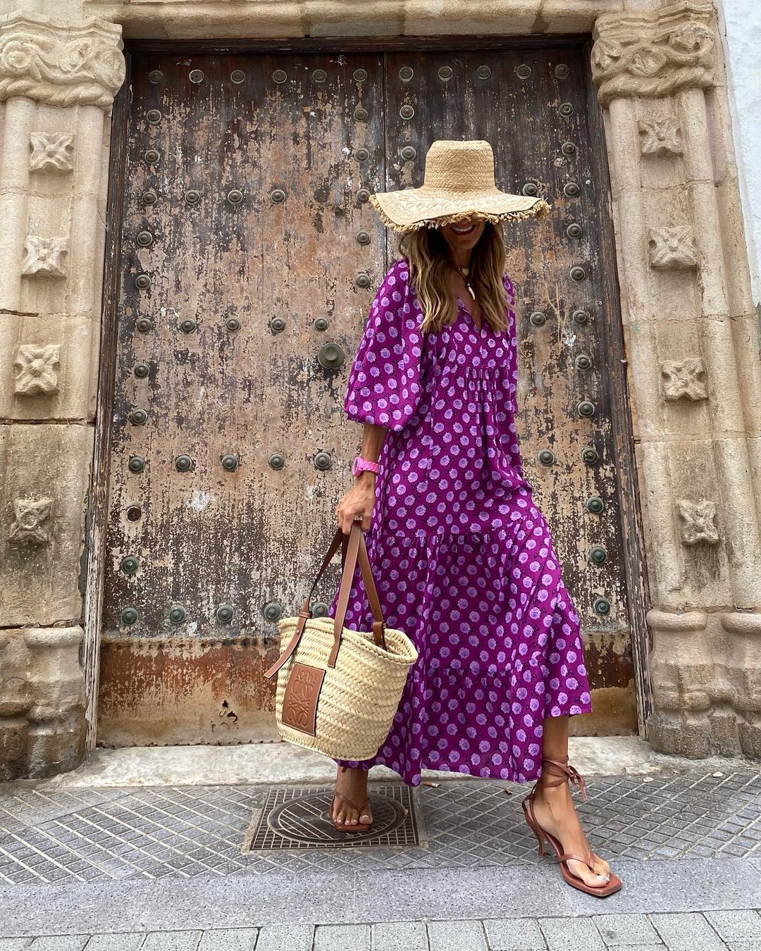 Mirelle | Three Quarter Sleeve V Neck Patterned Midi Dress