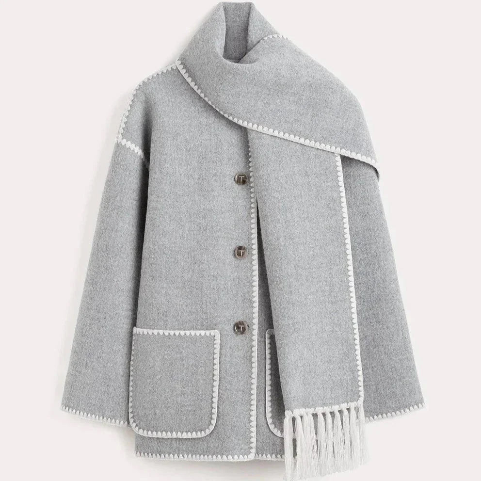 Sofia Amoretti Wool-Blend Scarf Coat