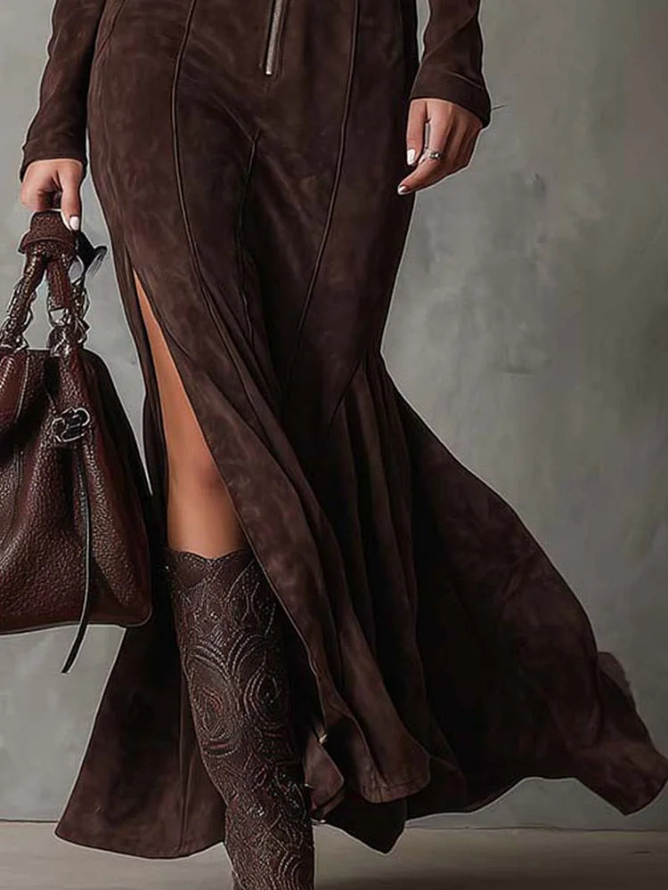 Vélin™ | Alessia Suede Long Dress