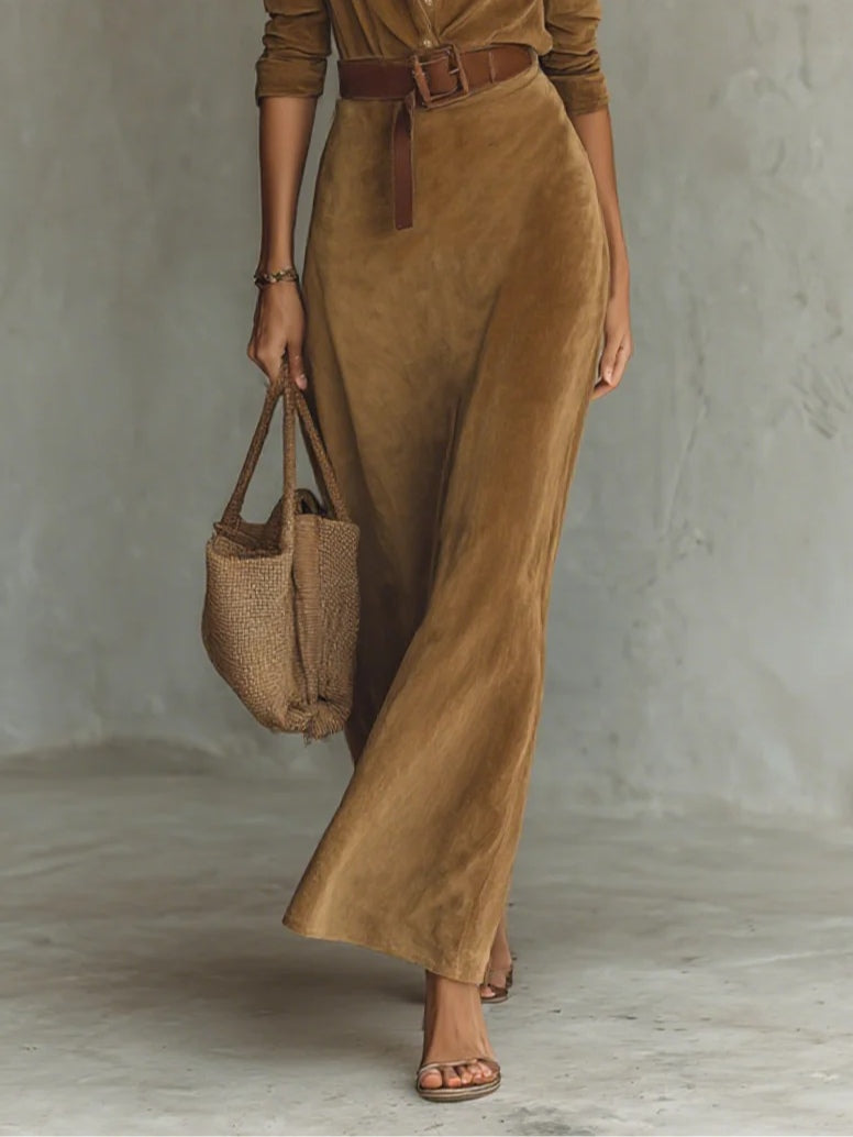 Vélin™ Célianne | Chic Suede Maxi Dress