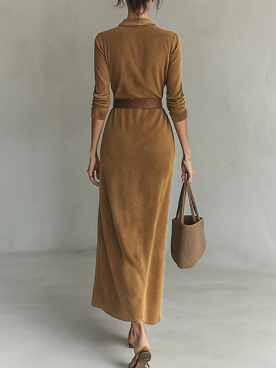 Vélin™ Célianne | Chic Suede Maxi Dress