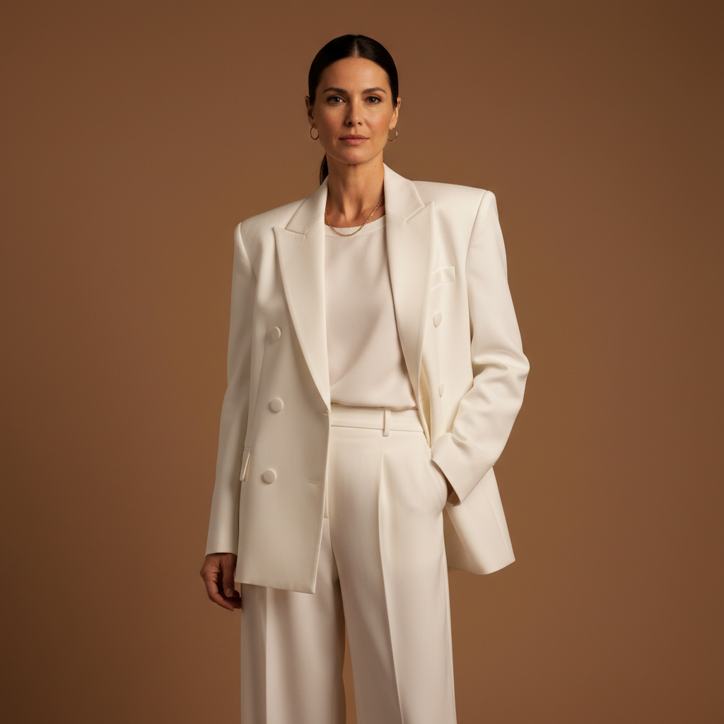 Vélin™ | White Oversized Double-Breasted Blazer