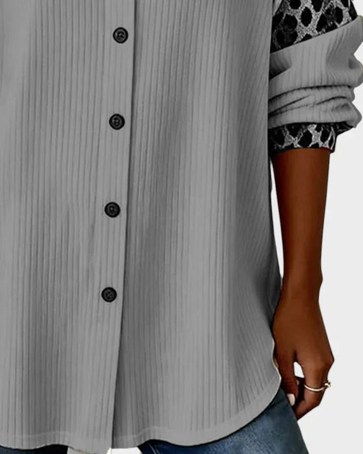 Arella™ | Elegant Printed Button-Down Blouse