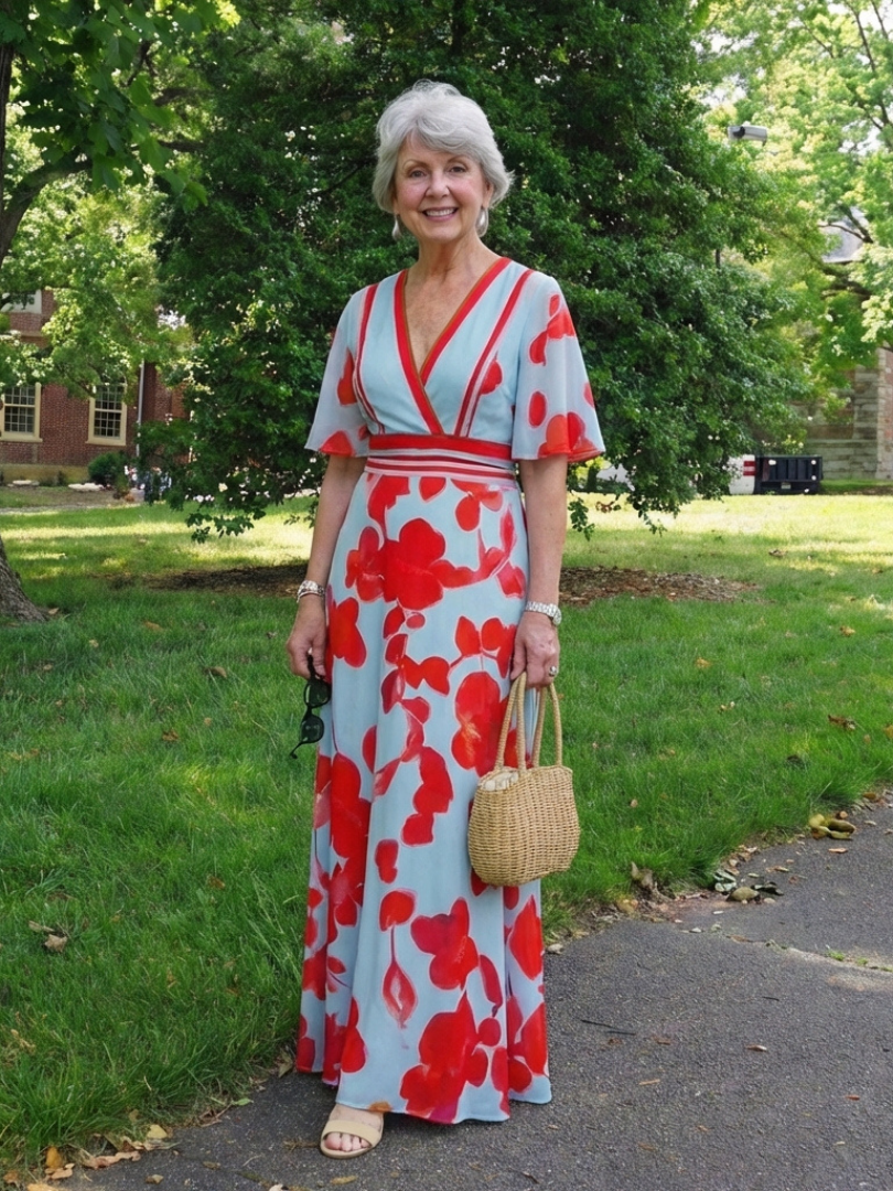 Corinne | Floral V-Neck Maxi Dress