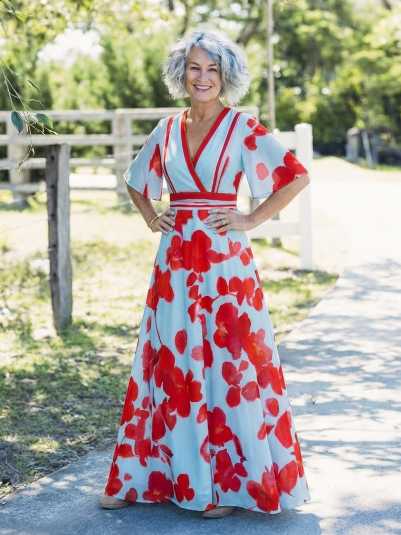 Corinne | Floral V-Neck Maxi Dress